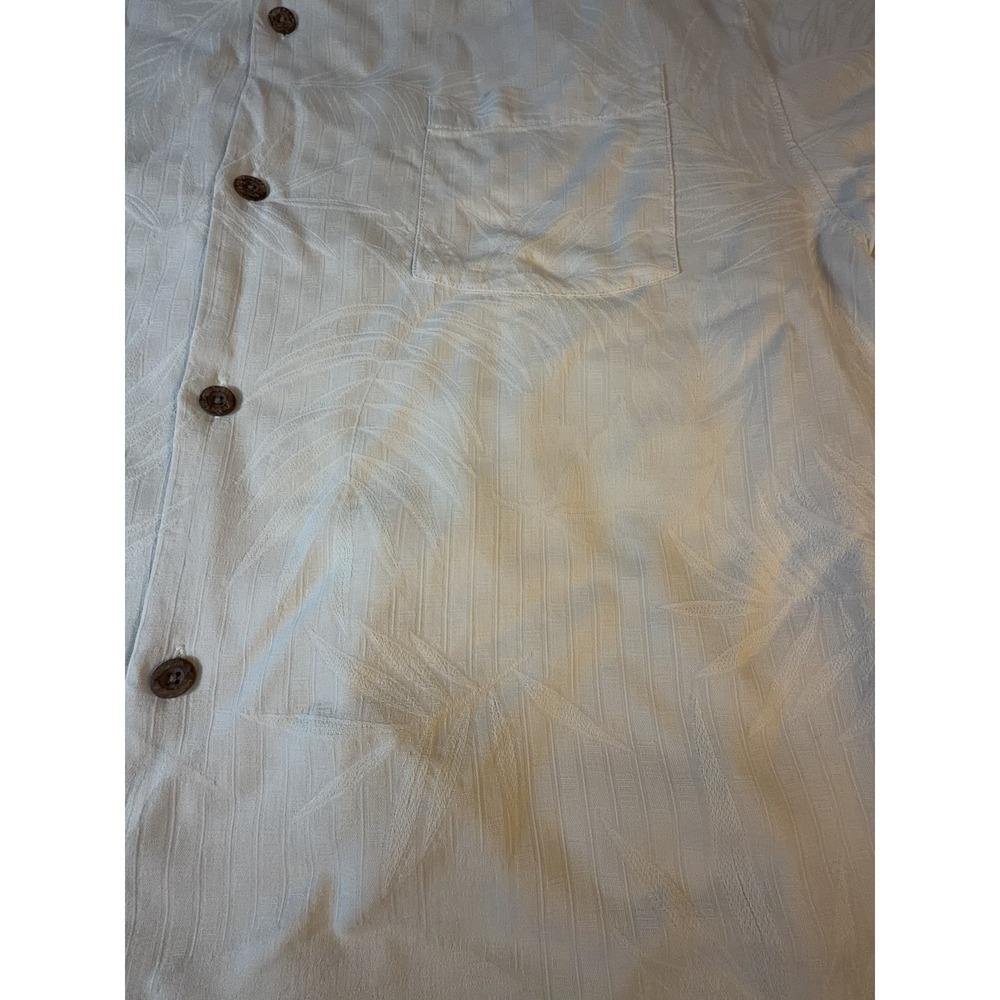 Tommy Bahama Original Fit 100% Silk Hawaiian Camp Shirt Ivory Palm Men's XXL - Picture 5 of 14